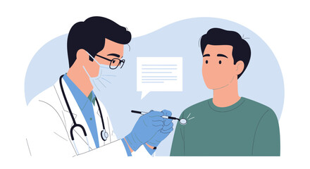 Fototapeta premium Doctor examines patient's face, medical consultation, healthcare concept