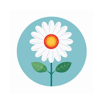 Flat design sun with rays and leaf