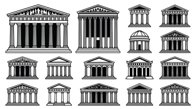 Ancient Greek Architecture Collection: Temples, Columns, Pediments