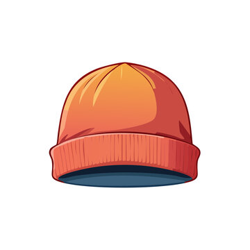 Orange and Red Beanie Hat Vector Illustration