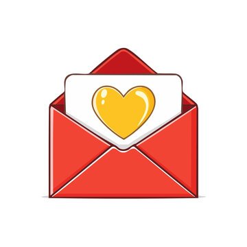 Red envelope with yellow heart icon