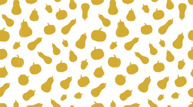 Seamless autumn pumpkin and gourd vector pattern in yellow for seasonal backgrounds and textiles