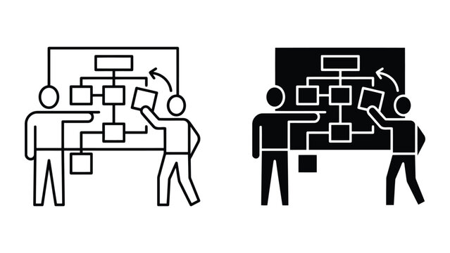 Project planning and organizational chart presentation icons with planning