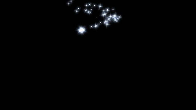 Glowing magic sparkle star trail animation with twinkling white glitter stars, fairy dust shimmer, 2D fast sparkling star lines, shimmering starlight particles, curved doodle star motion, 4K