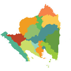 Fototapeta premium Detailed vector map of Lampung province with 15 administrative regencies and cities.