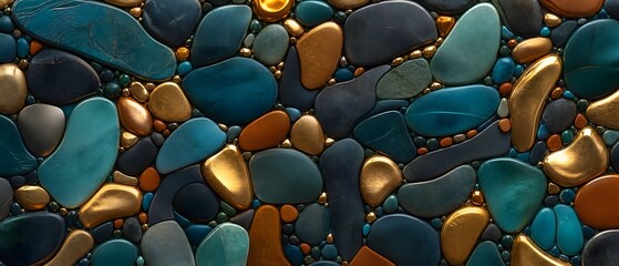 Fototapeta premium Abstract Organic Pebble Mosaic Wallpaper Pattern