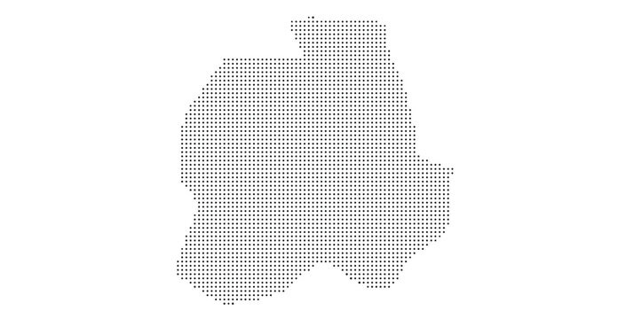 Black dots map of rwanda on white background, dotted map of rwanda, abstract vector illustration.