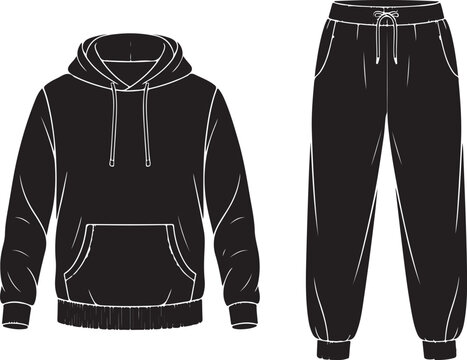 Black hoodie and sweatpants flat illustration