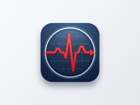 Modern app icon showing heartbeat waveform inside circular gauge display