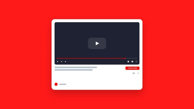 Generic video player interface on bright red background