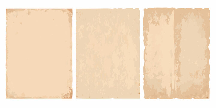 three vertical sheets of old beige manuscript paper with textured edges antique vintage grungy texture parchment look document history theme archive