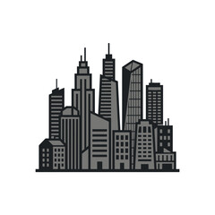 Obraz premium A modern gray city skyline icon isolated on white background