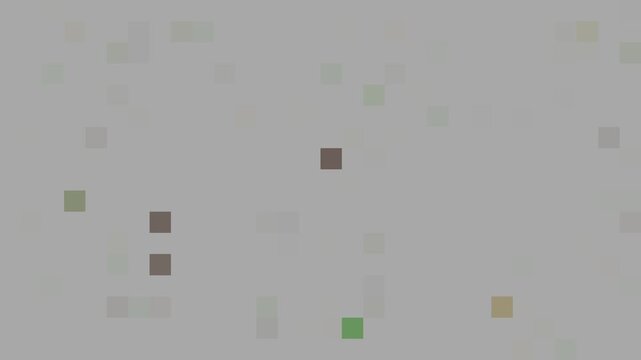 Scattered colored squares on a gray background