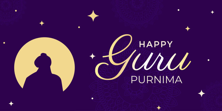 Guru Purnima banner. Indian celebration greeting card. Vector illustration