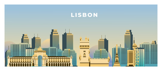 Fototapeta premium lisbon cityscape background for tourism and travel