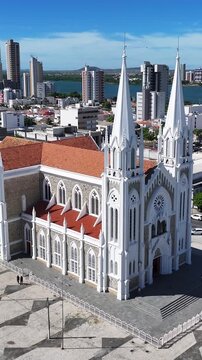 Sagrado Coracao De Jesus Cathedral At Petrolina In Pernambuco Brazil. Dom Malan Square. Downtown City. Beautiful Church. Sagrado Coracao De Jesus Cathedral In Petrolina. Religious Skyline.
