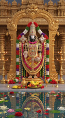 Fototapeta premium Divine Portrait of Lord Venkateswara (Tirupati Balaji) Adorned with Traditional Ornaments