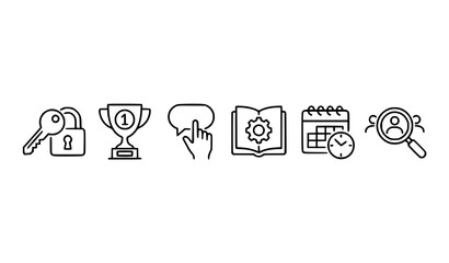 Fototapeta premium Minimalist line art SEO and online marketing vector icon set