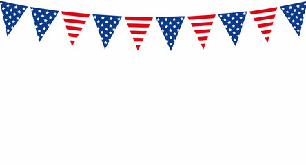 Fototapeta premium Festive Bunting Flags Featuring American Patriotic Stars and Stripes Patterns for National Holidays and Independence Day Decorations