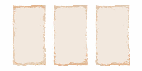 Fototapeta premium three vertical sheets of vintage parchment paper on transparent background layout antique texture sepia tone old document scroll design historical look