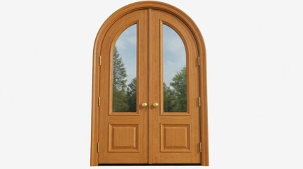 Obraz premium Classic Wooden Arched Door Isolated on White Background