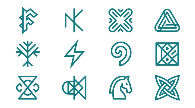 Nordic Runes and Symbols Collection: Ancient Viking Alphabet Icons