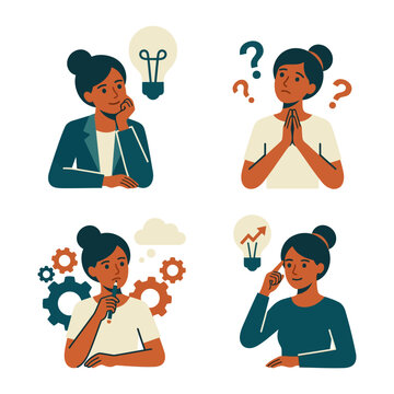 Illustration of a woman thinking and finding creative ideas