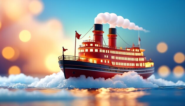 Steamship Sailing Illustration