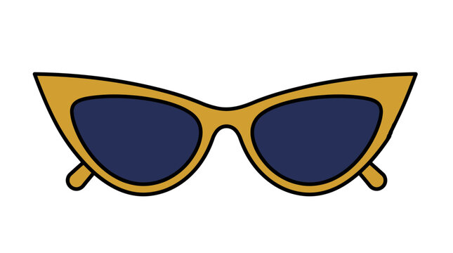 Retro yellow cat eye sunglasses fashion accessory icon vector illustration on white background