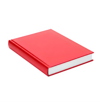 A single red book lying flat isolated on transparent background