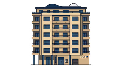 Modern Apartment Building Facade with Balconies and Windows © Berang