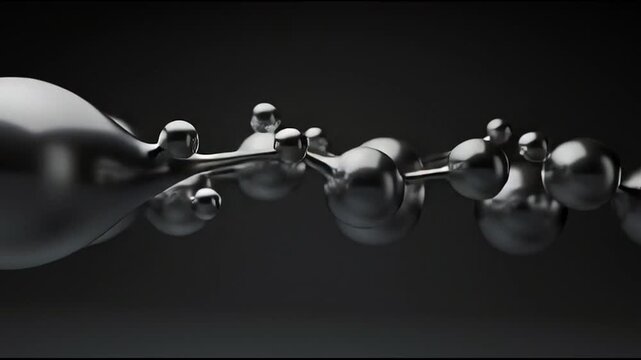 Grey metallic molecular structure model.