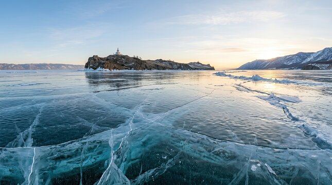 frozen lake in winter