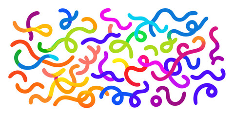 Fototapeta premium a collection of colorful squiggly lines on black background wavy looping abstract art vector graphic design pattern artwork modern contemporary visual