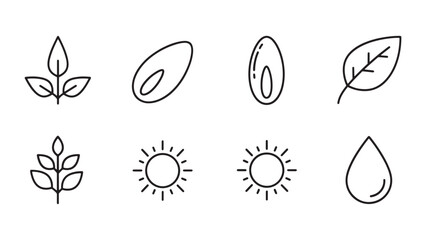 Fototapeta premium Set of simple eco line icons for nature and sustainability concepts
