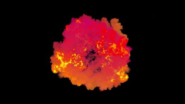 Fire VFX Fireball explodes in darkness