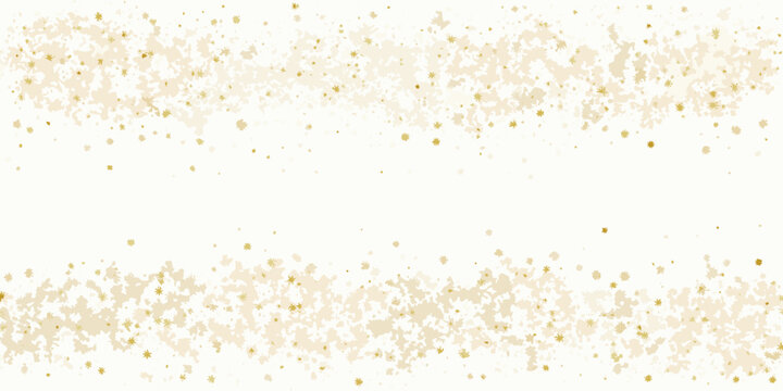 a festive header design with dense scatter of golden confetti on white background holiday decoration celebration
