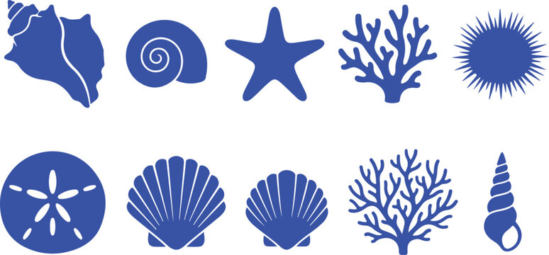 Blue ocean icons set vector illustration