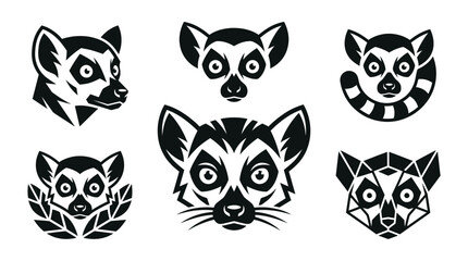 Collection of lemur face logos and geometric symbols. © Zity