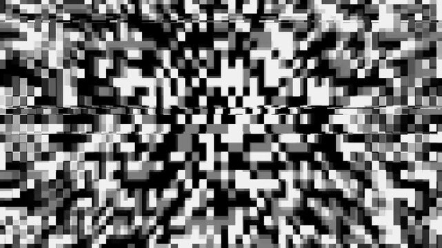 Black and white pixel tunnel abstract pattern