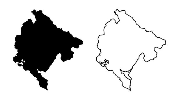 Montenegro country map black silhouette and outline vector