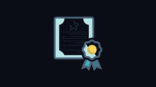 Certificate of achievement graphic with rosette on black backdrop