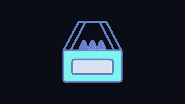 Cute cartoon pencil box motion art isolated on black