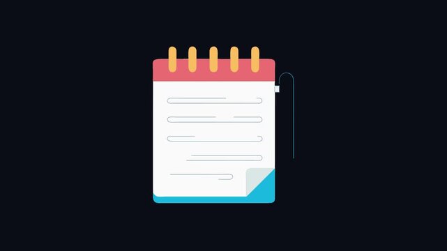 Flat design illustration of a notepad with attached pen