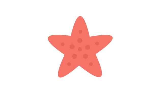 Cute Animated Pink Starfish Flat Vector Ocean Animal Icon Motion Graphic