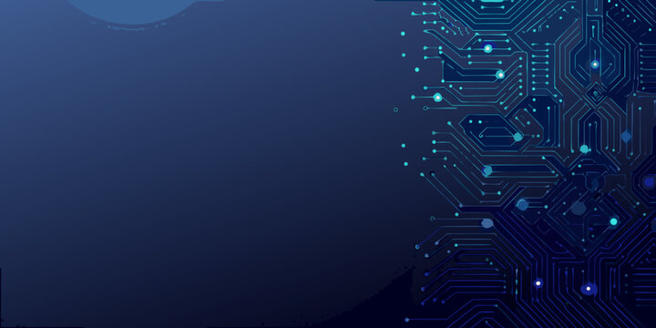 circuit board design on dark blue gradient background vector graphic abstract tech minimalist electronics technology digital