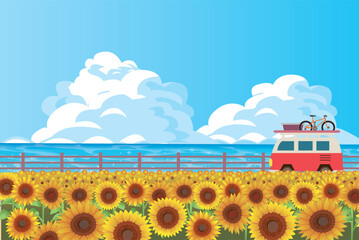夏のひまわり畑風景 © ken