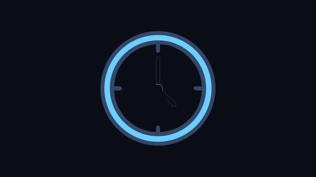 Modern blue clock icon showing time on black background