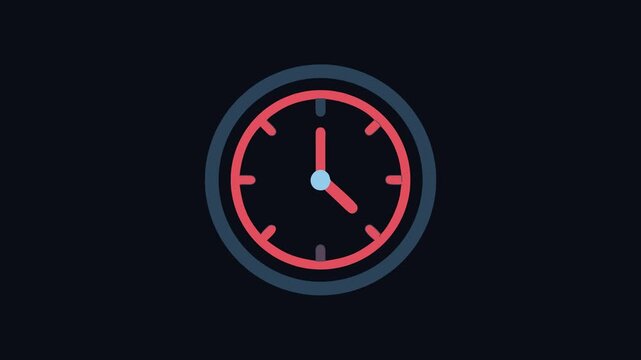 Flat design clock icon depicting five o'clock time