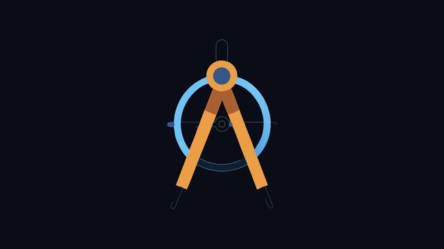 Minimalist illustration of a drafting compass over black background